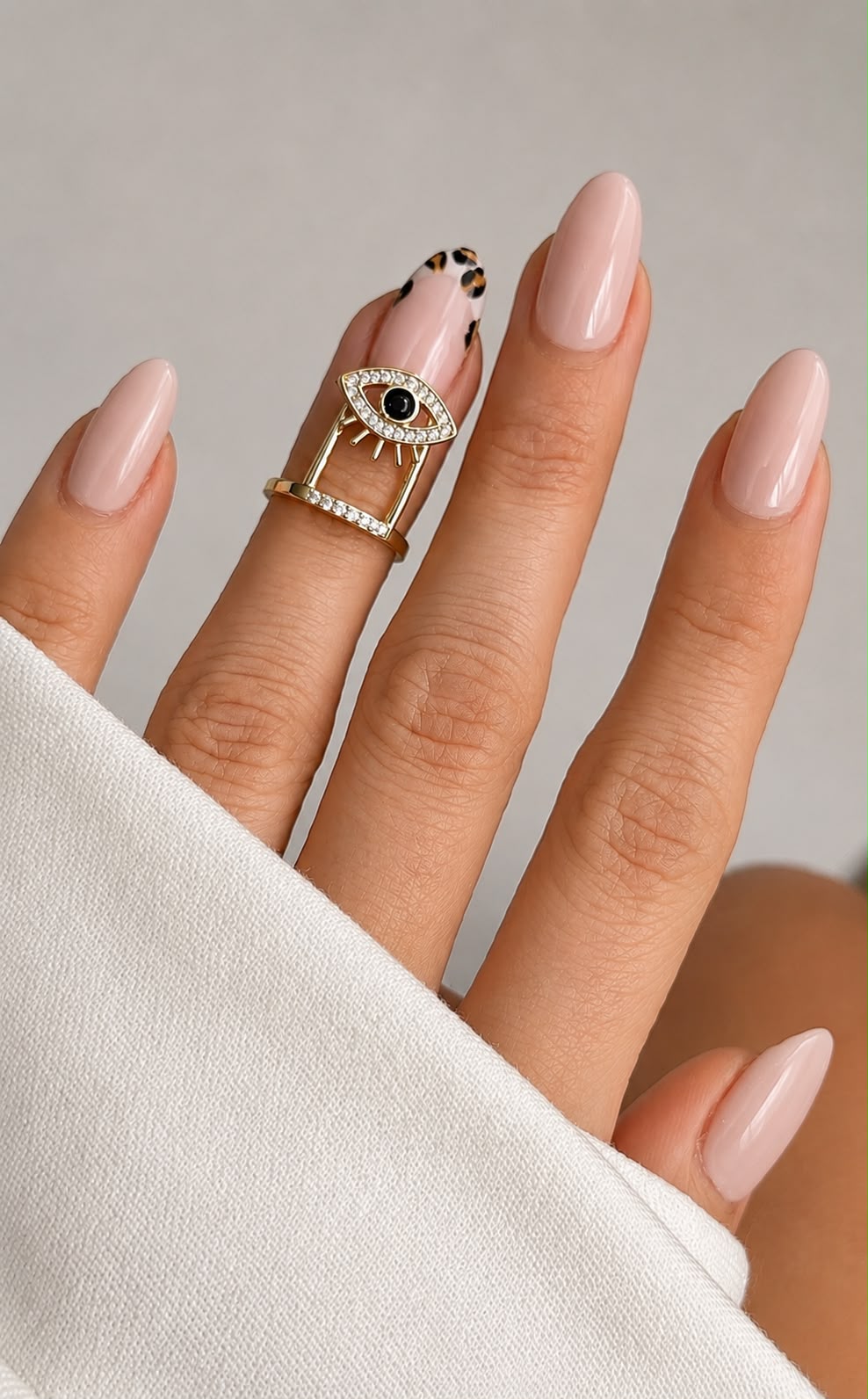 Gold Evil Eye Shield Ring with CZ Crystal Accents