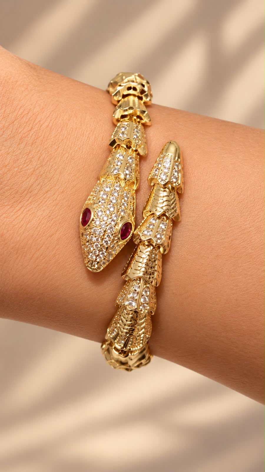 Gold Rhinestone Bracelet for Women – Adjustable Sparkly Bracelet with Removable Link