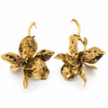 Gold-Tone Textured Flower Statement Earrings