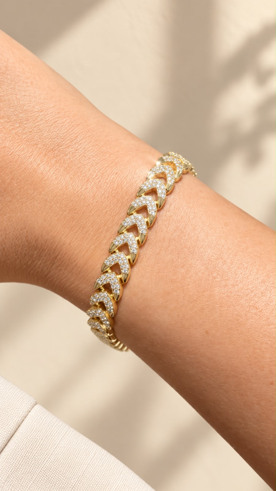 Gold-Tone Bracelet with Sparkling Rectangular Links