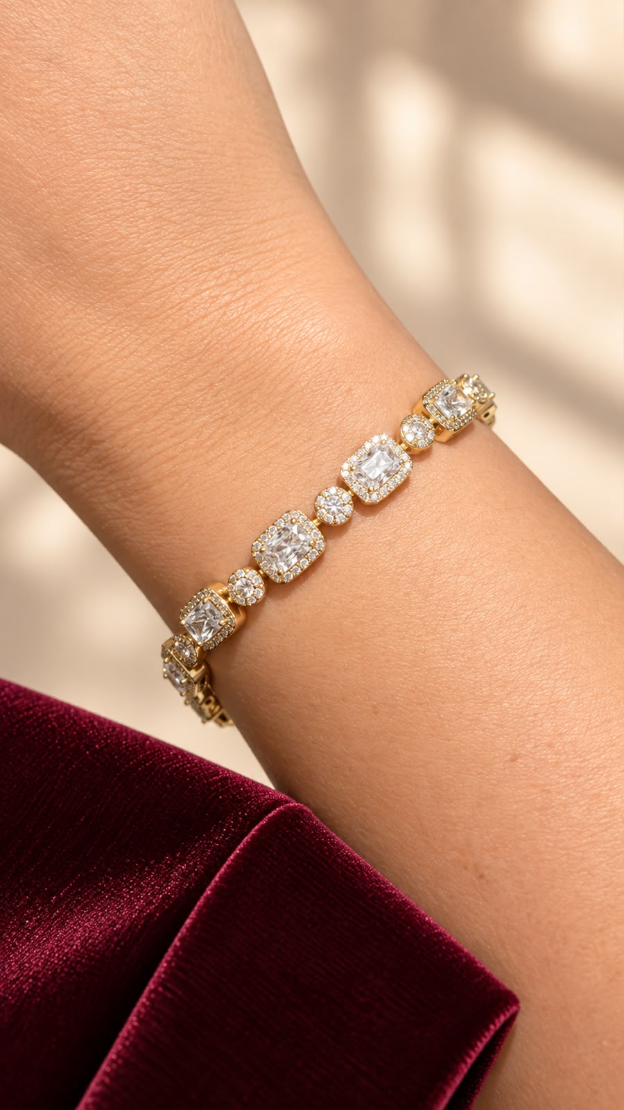 Gold-Tone Rectangular Link Bracelet with Removable Extender