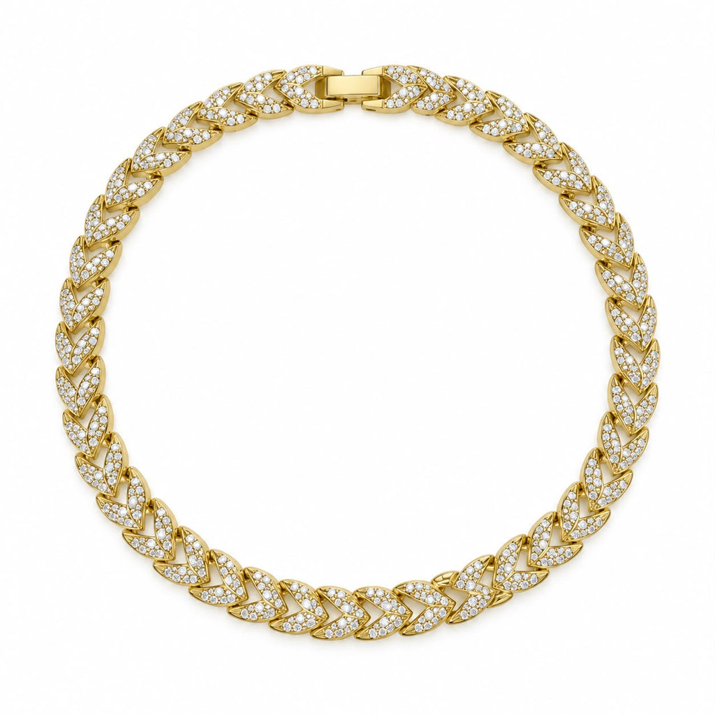 Gold-Tone Bracelet with Sparkling Rectangular Links