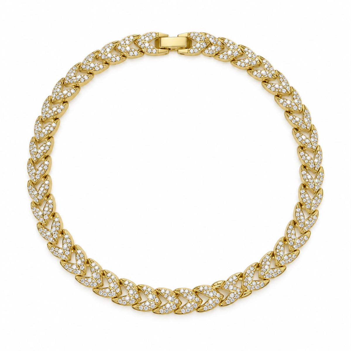 Gold-Tone Bracelet with Sparkling Rectangular Links