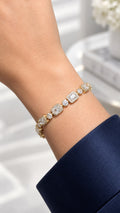 Gold-Tone Bracelet with Sparkling Rectangular Links